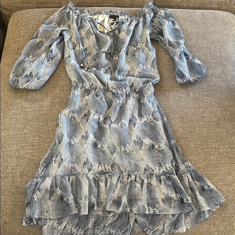 Elegant Blue Patterned Women's Dress